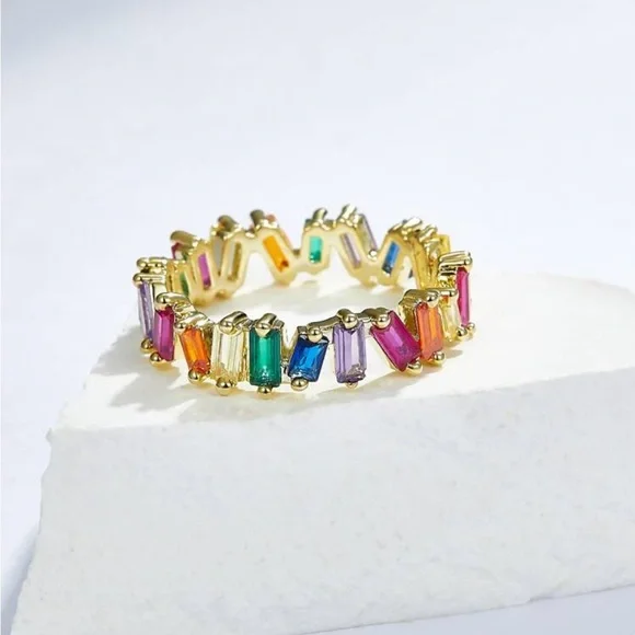 Gold Rainbow Gemstone Ring - Picture 2 of 3